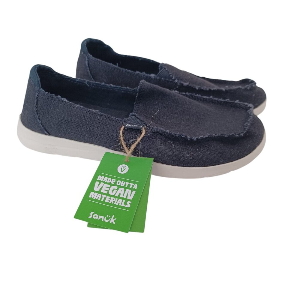 Sanuk Canvas Slip On Flats Donna Lite TX Sneakers Vegan Materials Womens 6 NEW